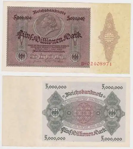 5 Millionen Mark Inflation Banknote 1.Juli 1923 Ro.88 Medaillon Schein (156769)