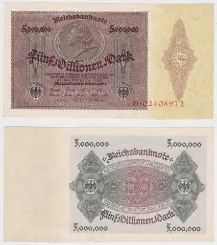 5 Millionen Mark Inflation Banknote 1.Juli 1923 Ro.88 Medaillon Schein (156774)