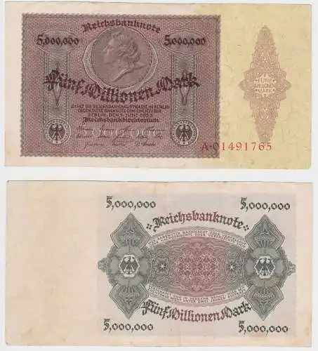5 Millionen Mark Inflation Banknote 1.Juli 1923 Ro.88 Medaillon Schein (156630)