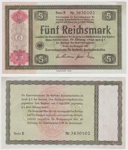 5 Reichsmark Konversionskasse für deutsche Auslandsschulden 28.8.1933 (156424)
