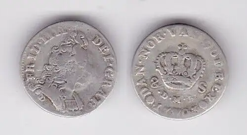 8 Schilling Silber Münze Dänemark  Friedrich IV. 1699-1730, 1703 s/ss (156743)