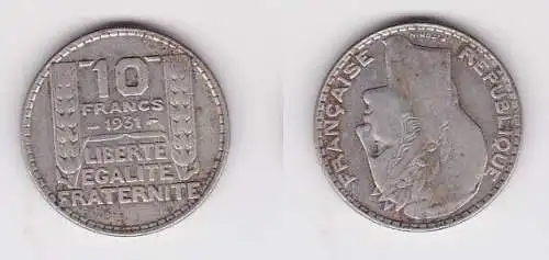 10 Franc Silber Münze Frankreich 1931 ss (156791)