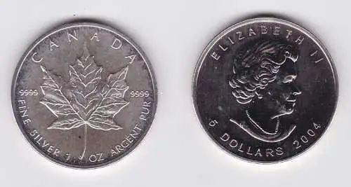 5 Dollar Silber Münze Kanada Meaple Leaf 2004 1 Unze Feinsilber Stgl. (156749)