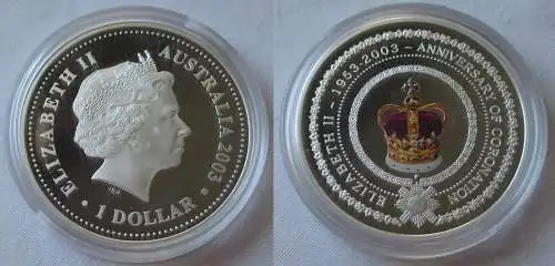 1 Dollar Silber Münze Australien 50.Jubiläum der Krönung 2003 1 Unze Ag (156930)