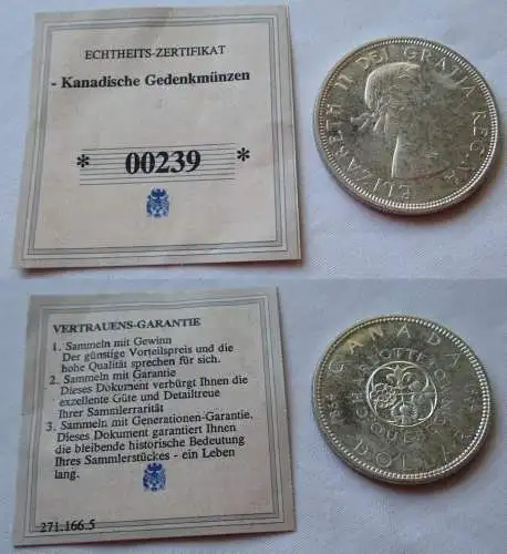 1 Dollar Silber Münze Canada Kanada Lilie, Kleeblatt, Distel & Rose 1964(156887)