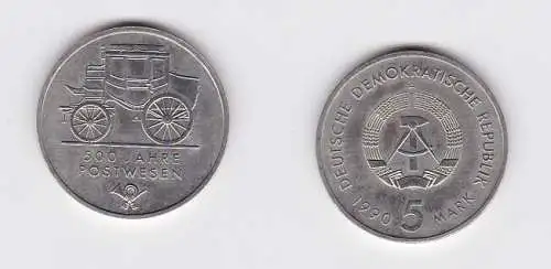 DDR Gedenk Münze 5 Mark 500 Jahre Postwesen 1990 vz (156486)