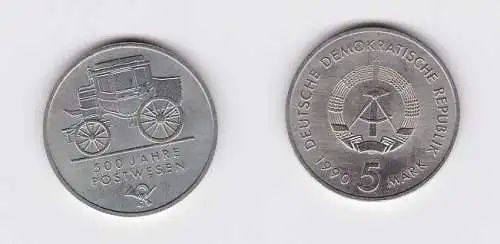 DDR Gedenk Münze 5 Mark 500 Jahre Postwesen 1990 vz (156447)