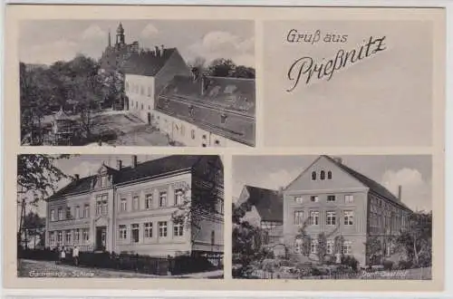 94727 Mehrbild  Ak Gruß aus Prießnitz Gasthof, Schule usw. 1943
