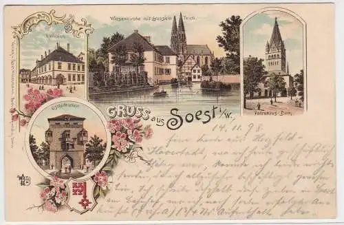 41726 Ak Lithographie aus Soest in Westfalen 1898