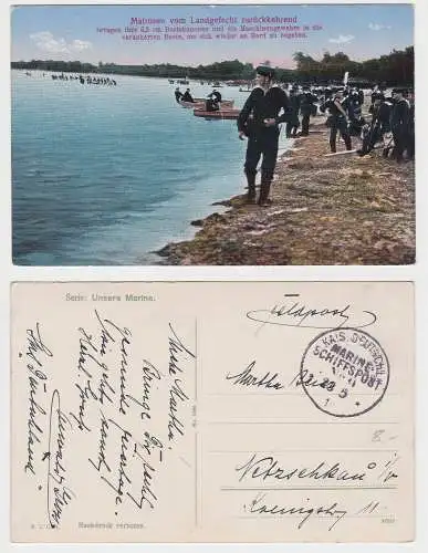 75150 Feldpost Ak Marine Schiffspoststempel Nr.9 von 1915