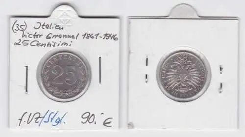 25 Centesimi Kupfer Nickel Münze Italien Victor Emanuel 1903 f.Stgl.(143695)