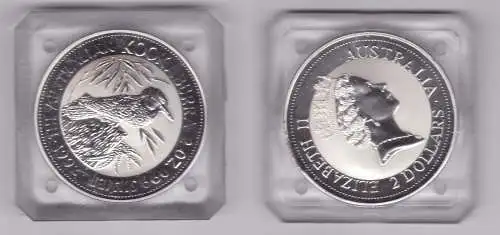 2 Dollar Silber Münze Australien Kookaburra 2 Unzen Feinsilber 1992 (119825)