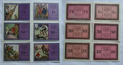 20 Pfennig bis 1 Mark Banknoten Notgeld Gemeinde Lund Schobüll (150467)