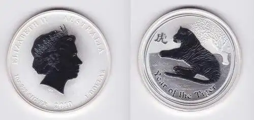 1 Dollar Silber Münze Australien Jahr des Tiger 2010 Lunar 1Oz Silber (118073)
