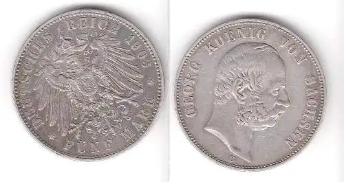 5 Mark Silbermünze Sachsen König Georg 1903 Jäger 130  (110776)