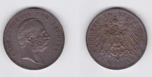 5 Mark Silbermünze Sachsen König Georg 1903 Jäger 130 f.vz (144361)