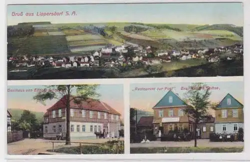 99237 Mehrbild Ak Gruß aus Lippersdorf S.-A. Gasthaus und Restaurant um 1910
