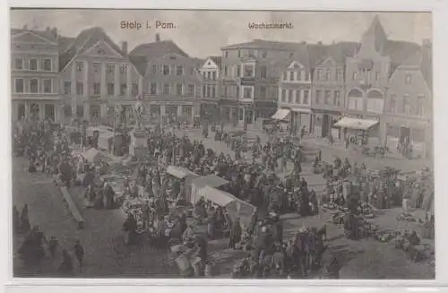 21982 Ak Stolp Słupsk in Pommern Wochenmarkt um 1910