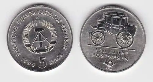 DDR Gedenk Münze 5 Mark 500 Jahre Postwesen 1990 (105257)