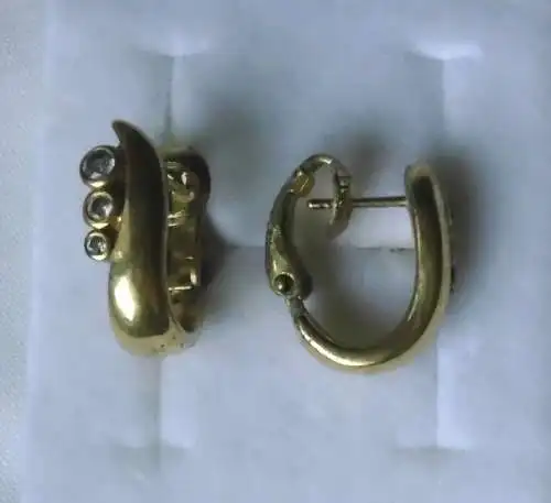 hübsche Ohrringe Modeschmuck mit 3 kleinen weißen Steinen (111814)