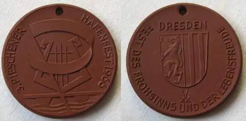 DDR Porzellan Medaille 3. Pieschener Hafenfest Dresden 1966 (149743)