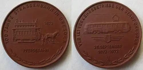 DDR Medaille VEB Verkehrsbetriebe Dresden - 100 Jahre Strassenbahn 1972 (149755)
