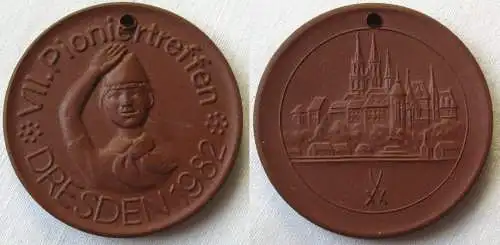 DDR Meissner Porzellan Medaille VII. Pioniertreffen Dresden 1982 (149280)