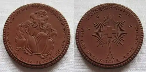 DDR Porzellan Medaille Landesnotopfer f. das sächsische Rote Kreuz 1921 (149239)