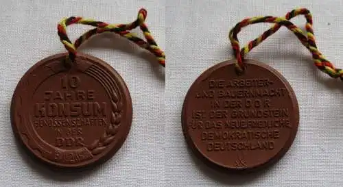 Meissner Porzellan Medaille 10 Jahre Konsum Genossenschaften DDR 1955 (149641)