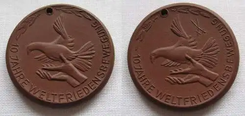 DDR Meissner Porzellan Medaille 10 Jahre Weltfriedensbewegung (149214)