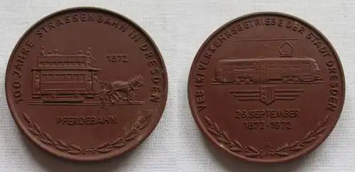 DDR Medaille VEB Verkehrsbetriebe Dresden - 100 Jahre Strassenbahn 1972 (149496)