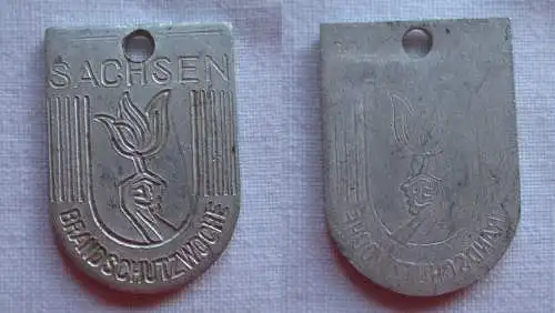 DDR Aluminium Abzeichen Plakette Sachsen Brandschutzwoche (149574)