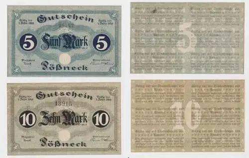 5 und 10 Mark Banknoten Notgeld Stadt Pößneck ohne Datum (135399)