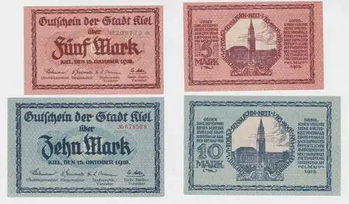 5 & 10 Mark Banknote Notgeld Stadt Kiel 15.Oktober 1918 (134890)