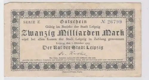 20 Milliarden Mark Banknote Rat der Stadt Leipzig 1.10.1923 (137486)