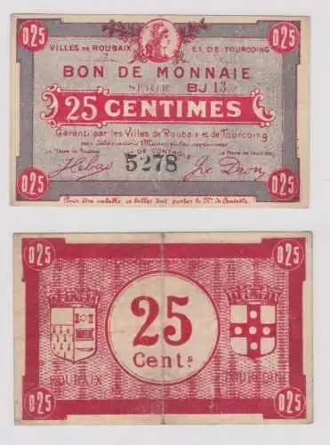 25 Centimes Banknote Notgeld Frankreich Villes Roubaix et de Tourcoing (136732)