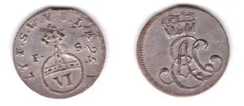6 Pfennig Silber Münze Sachsen Weimar Eisenach 1756 (130419)