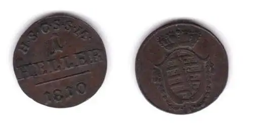 1 Heller Kupfer Münze Sachsen Coburg Saalfeld 1810 f.vz (131027)