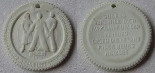 DDR Porzellan Medaille Weltfestspiele der Jugend Berlin 1951 (146616)