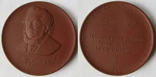 DDR Medaille Friedrich List Ehrung 1989 - 150 Jahre dt. Ferneisenbahn (145120)