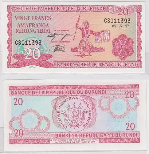 20 Francs Banknote Banque de la Republique du Burundi 1997 (123410)