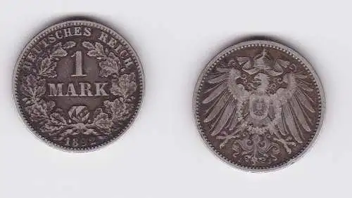 1 Mark Silber Münze Deutschland Kaiserreich 1892 J Jäger Nr.17 (123036)