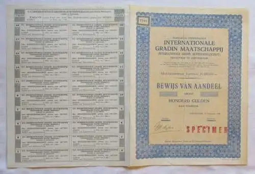 Aktie Internationale Gradin Maatschappij Amsterdam 1929 Speciemen (133152)