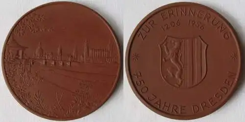 DDR Porzellan Medaille Zur Erinnerung 750 Jahre Dresden 1206-1956 (145080)