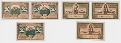 3 Banknoten Notgeld Stadt Leutenberg 1921 (123384)