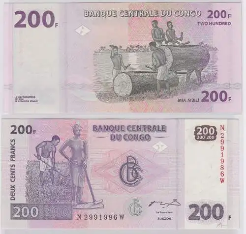 200 Franc Banknote Banque Centrale du Congo 2007 (123418)