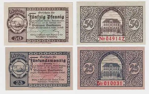 25 & 50 Banknoten Notgeld Wohlauer Bankverein 25.02.1920 (121369)