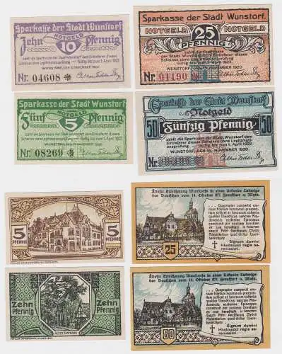 5, 10, 25 & 50 Pfennig Banknoten Notgeld Stadt Wunstorf 1920/1921 (121744)