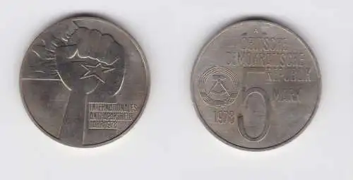 DDR Gedenk Münze 5 Mark Anti Apartheid Jahr 1978 Stempelglanz (136455)