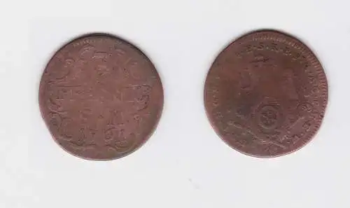 3 Pfennig Kupfer Münze Bistum Mainz 1761 S.M. (118999)